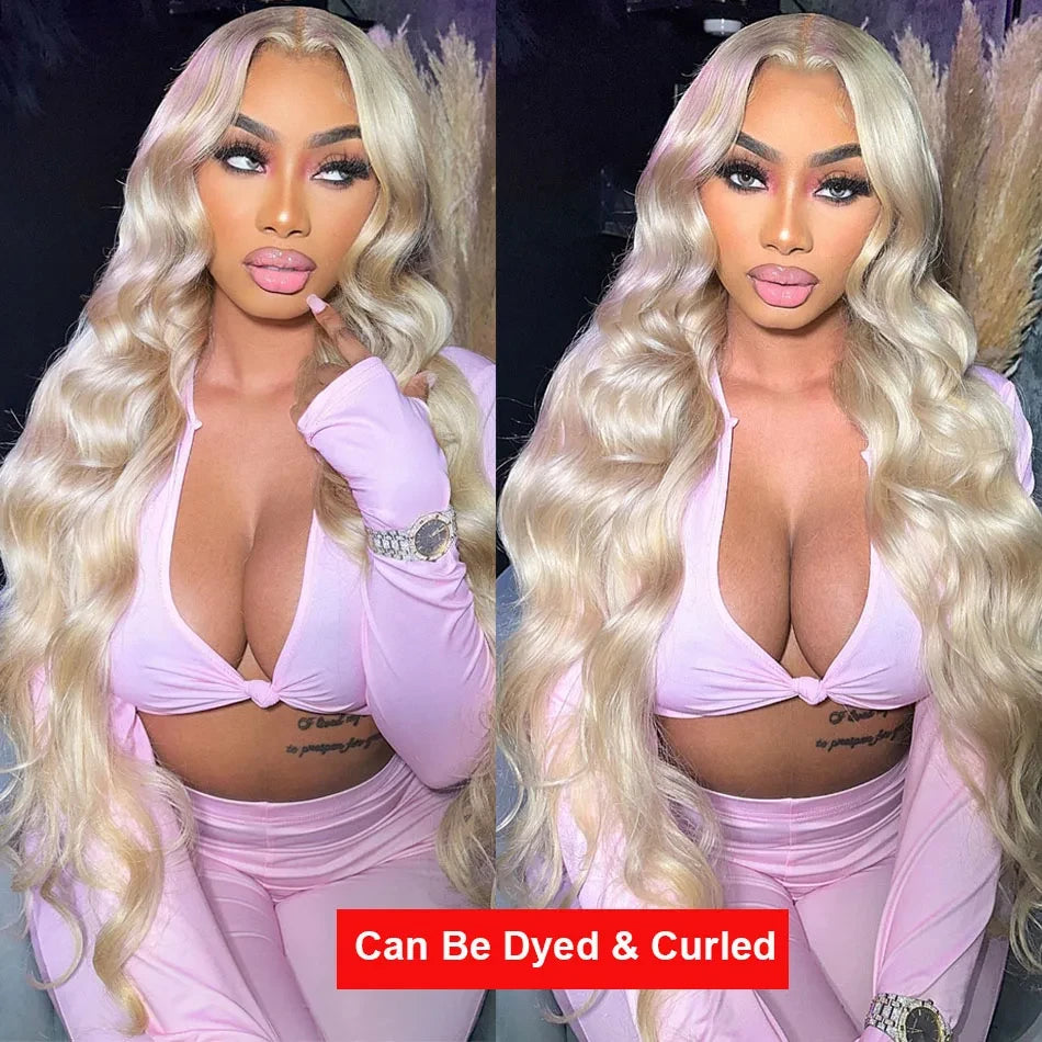 Straight Blonde Human Hair Lace Front Wig