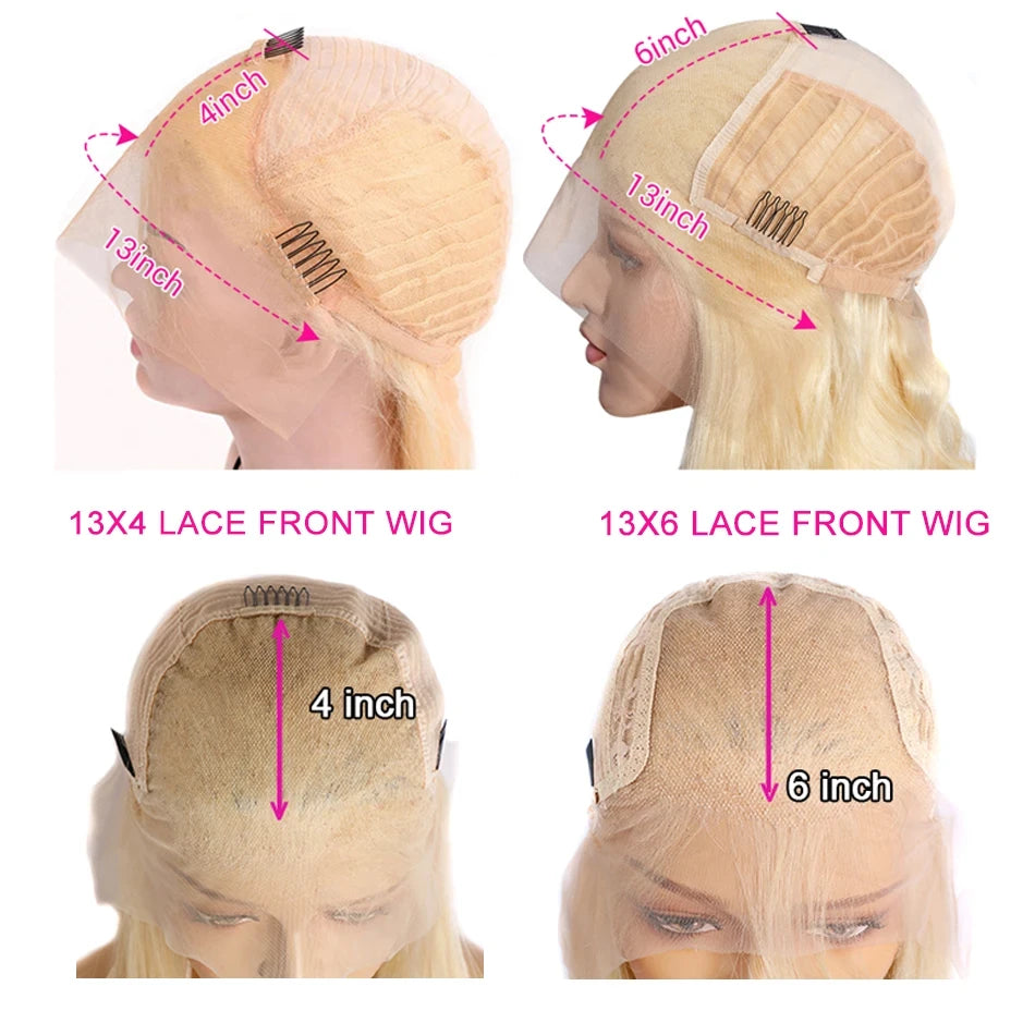 Straight Blonde Human Hair Lace Front Wig