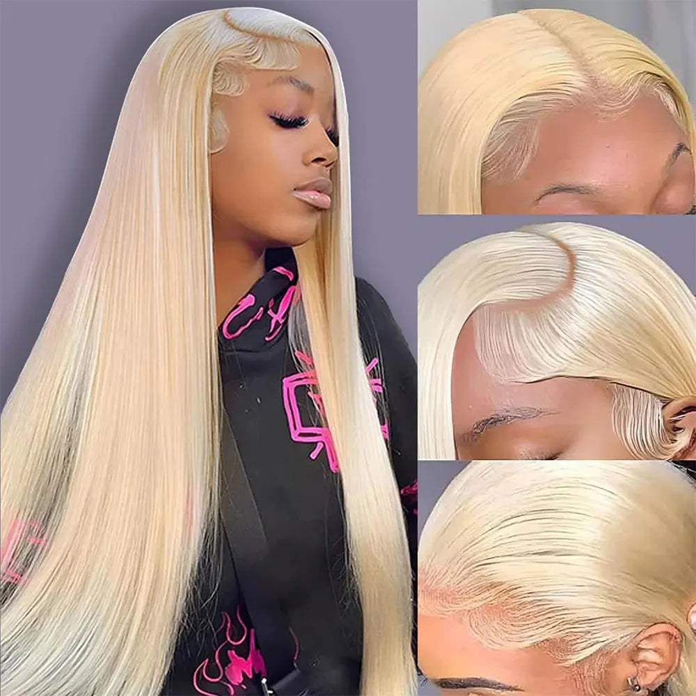 Straight Blonde Human Hair Lace Front Wig