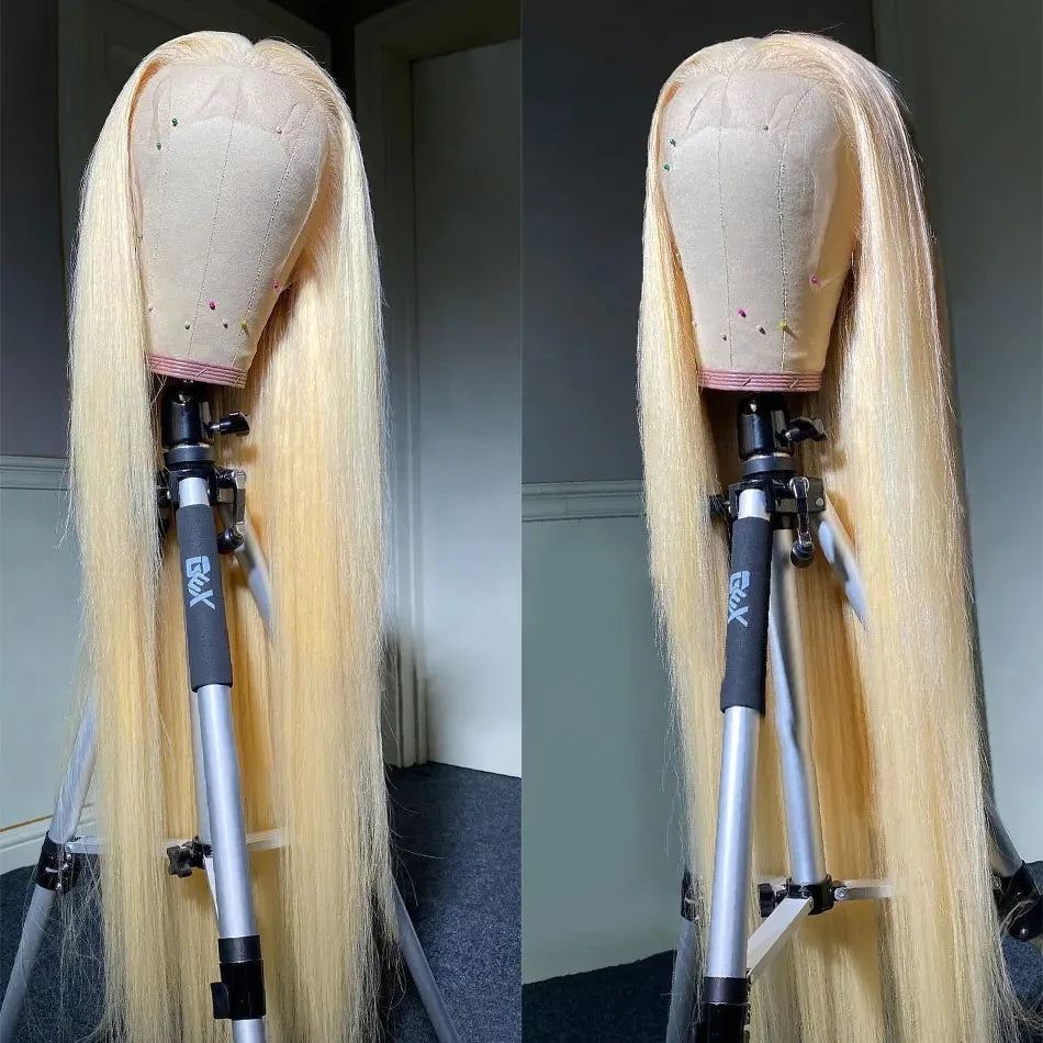 Straight Blonde Human Hair Lace Front Wig