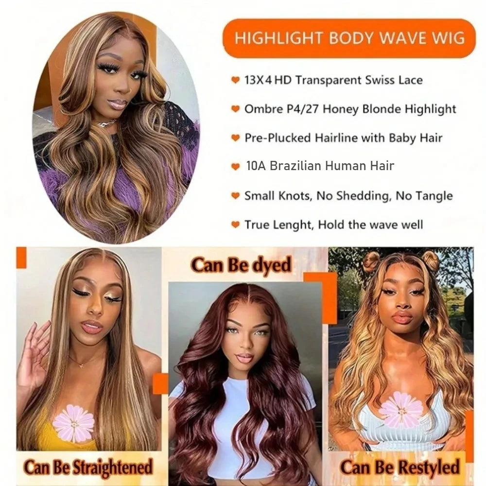 Honey Blonde Ombre Body Wave Lace Wig